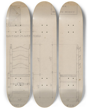 Triptych art skateboard deck of B Holstgrubbe Side Chair_2 by B. Holst-Grubbe