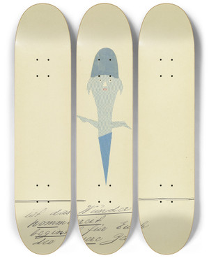 Triptych art skateboard deck of John Elsas Ist Das Wunder Kommbereit by John Elsas (1851-1935)