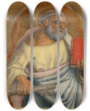 Triptych art skateboard deck of Carlo Crivelli Saintpeter by Carlo Crivelli (1430-1495)
