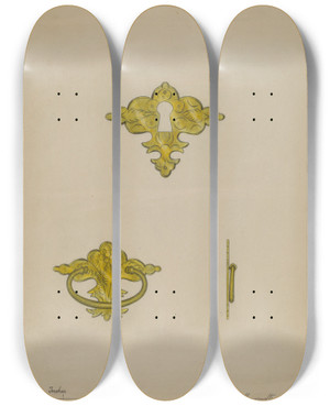 Triptych art skateboard deck of Matthew Mangiacotti Drawer Pull_2 by Matthew Mangiacotti