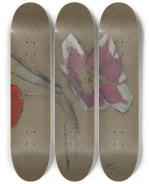 Triptych art skateboard deck of Helene Schjerfbeck Anemone by Helene Schjerfbeck (1862-1946)