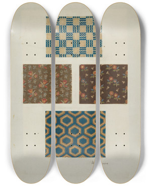 Triptych art skateboard deck of Albert Levone Cloth Samples by Albert Levone (20-)