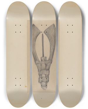 Triptych art skateboard deck of George B Wally Fish Spear by George B Wally