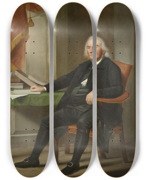 Triptych art skateboard deck of Ralph Earl Abraham Davenport by Ralph Earl (1751-1801)