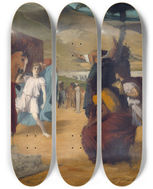Triptych art skateboard deck of Edgar Degas Alexander And Bucephalus by Edgar Degas (1834-1917)