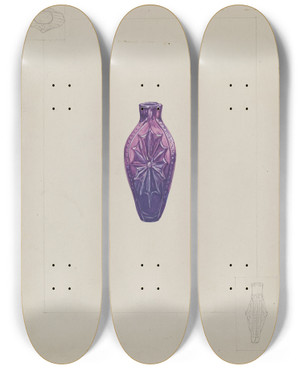 Triptych art skateboard deck of John Jordan Stiegel Perfume Vial by John Jordan