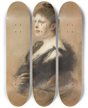 Triptych art skateboard deck of Friedrich August Von Kaulbach Ccile Von Munkcsy by Friedrich August Von Kaulbach (1850-1920)