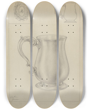 Triptych art skateboard deck of Clayton Braun Silver Mug_2 by Clayton Braun