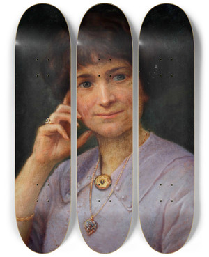 Triptych art skateboard deck of Stanislao Ferrazzi Ritratto Di Donna by Stanislao Ferrazzi (1861-1937)