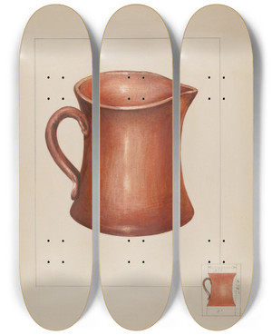 Triptych art skateboard deck of Anna Aloisi Measure With Handle by Anna Aloisi