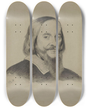 Triptych art skateboard deck of Adolph Tidemand Mannsportrett_6 by Adolph Tidemand (1814-1876)