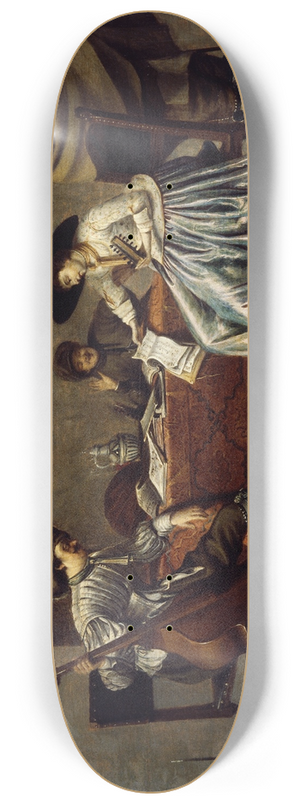 Jacob Duck - Three men and a Woman in an Interior 8.25 inch art skate deck