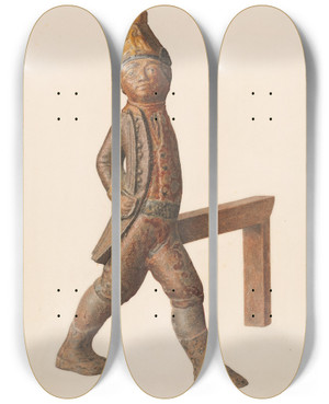 Triptych art skateboard deck of Isidore Danziger Andiron by Isidore Danziger