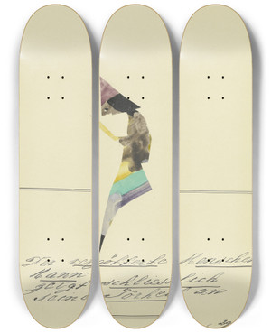 Triptych art skateboard deck of John Elsas Der Vergtterte Menschenmann by John Elsas (1851-1935)