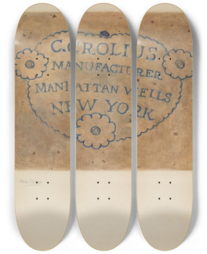 Triptych art skateboard deck of Charles Caseau Jar_5 by Charles Caseau (1880)