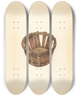 Triptych art skateboard deck of William Spiecker Strawberry Basket by William Spiecker