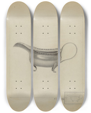 Triptych art skateboard deck of Francisco Alvarez Silver Sauce Boat by Francisco Alvarez