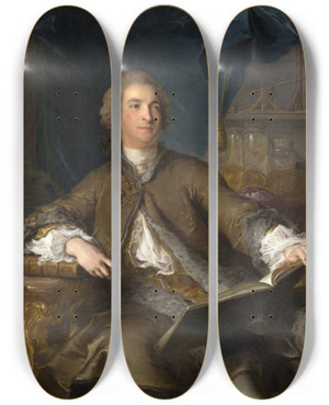 Triptych art skateboard deck of Jeanmarc Nattier Joseph Bonnier De La Mosson by Jean Marc Nattier (1685-1766)