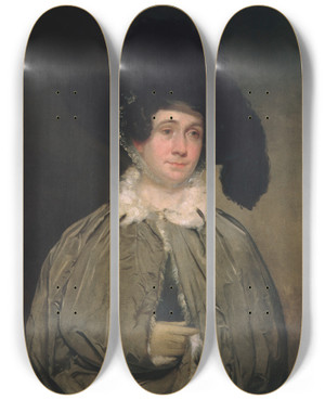 Triptych art skateboard deck of Chester Harding Mrs Thomas Brewster Coolidge by Chester Harding (1792-1866)