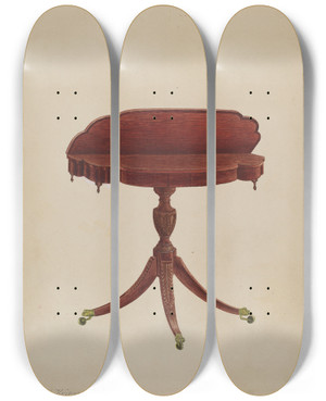 Triptych art skateboard deck of Bernard Krieger Table Pedestal_2 by Bernard Krieger