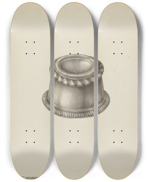 Triptych art skateboard deck of Kalamian Walton Silver Salt Trencher by Kalamian Walton