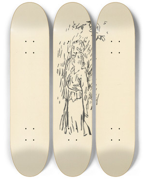 Triptych art skateboard deck of Pierre Bonnard Notes Sur Lamour Pl 07 by Pierre Bonnard (1867-1947)