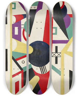 Triptych art skateboard deck of Thorvald Hellesen Composition_3 by Thorvald Hellesen (1888-1937)