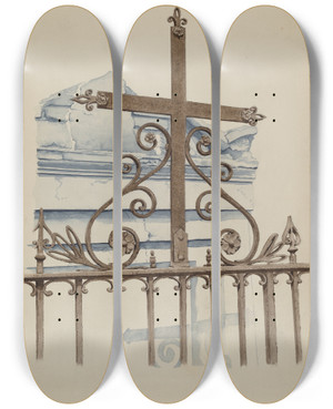 Triptych art skateboard deck of Ray Price Cross_3 by Ray Price (20-)