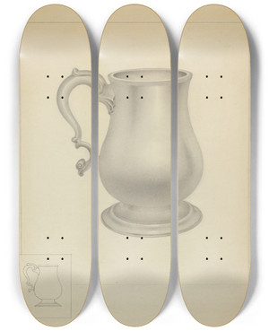 Triptych art skateboard deck of Isidore Steinberg Silver Mug_1 by Isidore Steinberg (20-)