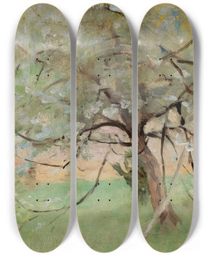Triptych art skateboard deck of Jan Cigliski Apple Tree by Jan Ciaglinski (1858-1913)