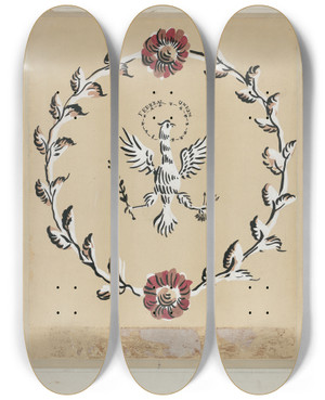 Triptych art skateboard deck of Michael Lauretano Free Hand Decorated Wall_2 by Michael Lauretano