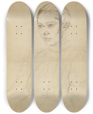 Triptych art skateboard deck of Jan Veth Portret Van Saar De Swart by Jan Veth (1864-1925)