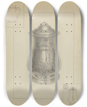 Triptych art skateboard deck of Michael Fenga Silver Tankard_3 by Michael Fenga (20-)