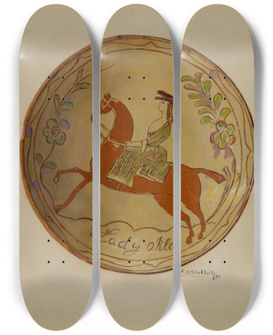 Triptych art skateboard deck of Eugene Shellady Pie Plate_2 by Eugene Shellady