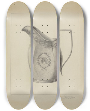Triptych art skateboard deck of Leo Drozdoff Silver Creamer by Leo Drozdoff
