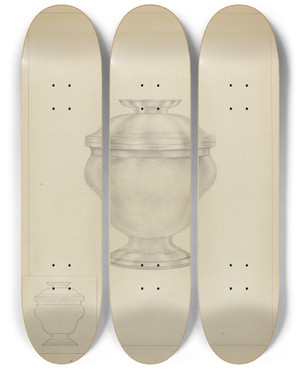 Triptych art skateboard deck of Isidore Steinberg Silver Sugar Bowl by Isidore Steinberg (20-)