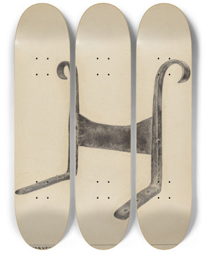Triptych art skateboard deck of Holger Hansen Foot Scraper by Holger Hansen