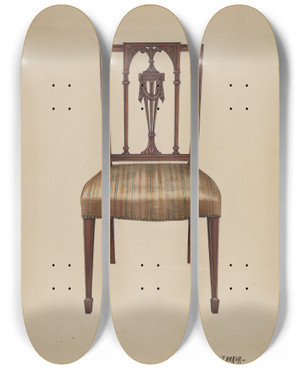 Triptych art skateboard deck of Michael Trekur Side Chair_1 by Michael Trekur