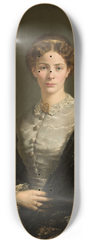Adalbert Begas - Portrait of a lady in a lacy scarf 8.25 inch art skate deck Adalbert Begas - Portrait of a lady in a lacy scarf 8.25 inch art skate deck