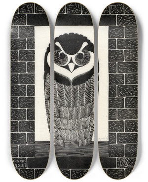Triptych art skateboard deck of Samuel Jessurun De Mesquita Ringuil by Samuel Jessurun De Mesquita (1868-1944)
