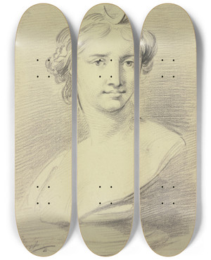 Triptych art skateboard deck of Jacob De Wit Bust Of Diana by Jacob de Wit (1695-1754)