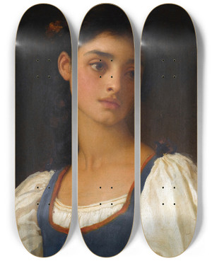 Triptych art skateboard deck of Frederic Leighton Nicandra by Frederic Leighton (1830-1896)