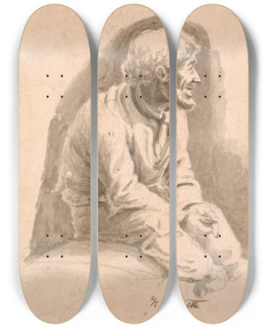 Triptych art skateboard deck of Hans Smidth Peiter Beinls by Hans Smidth (1839-1917)