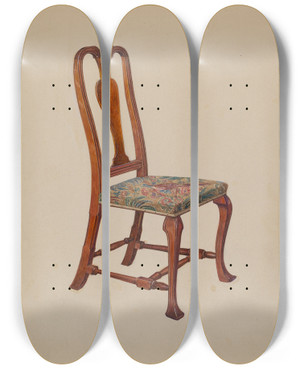 Triptych art skateboard deck of Harry Eisman Side Chair_1 by Harry Eisman