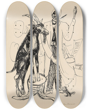 Triptych art skateboard deck of Max Beckmann Der Bock by Max Beckmann (1884-1950)