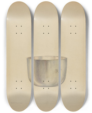 Triptych art skateboard deck of Hester Duany Silver Bowl_4 by Hester Duany (1891-1964)