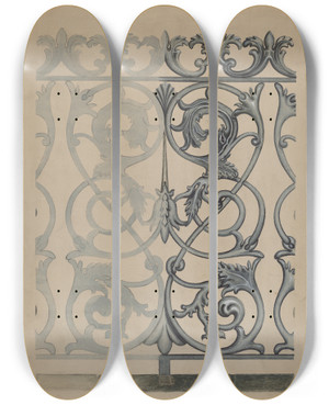 Triptych art skateboard deck of Albert Eyth Iron Fence by Albert Eyth (20-)