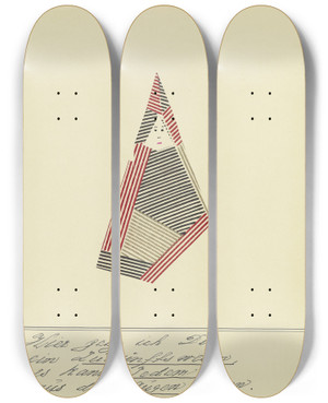 Triptych art skateboard deck of John Elsas Hier Zeig Ich Dir by John Elsas (1851-1935)