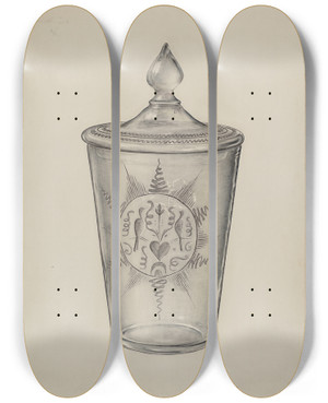 Triptych art skateboard deck of Paul Ward Covered Flip Glass by Paul Ward (20-)