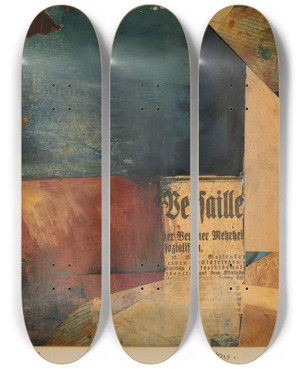 Triptych art skateboard deck of Kurt Schwitters Mz 170 Leere Im Raum by Kurt Schwitters (1887-1948)